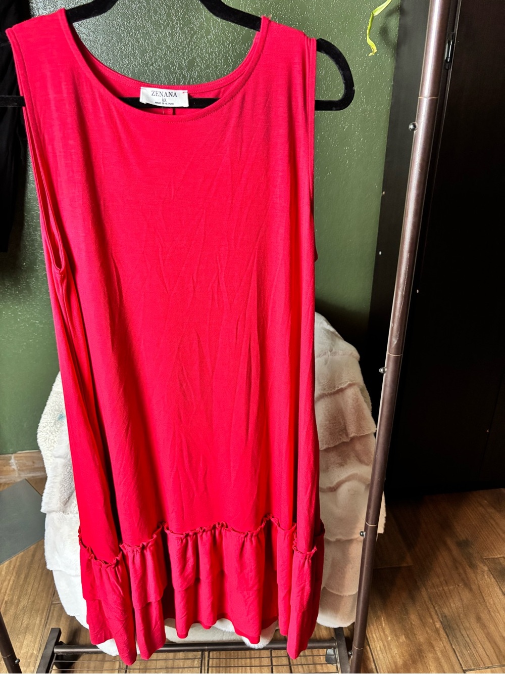 Zenana Outfitters Red Sleeveless Ruffle Hem Dress